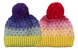 Aurora Kids Textured Multi-color Knit Cuff Cap - Kids Winter Clearance